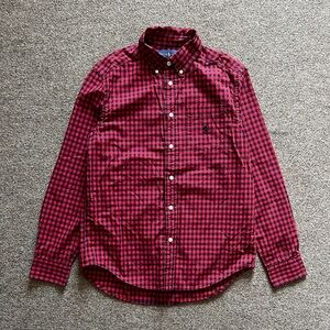 Ralph Lauren Red Gingham Checkered Button Down Long Sleeve Shirt Boys L (14-16)